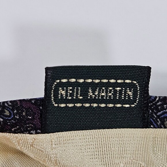 Neil Martin Paisley Mens Tie Italian Silk Made in USA Necktie Dark Purple Blue - Picture 6 of 11